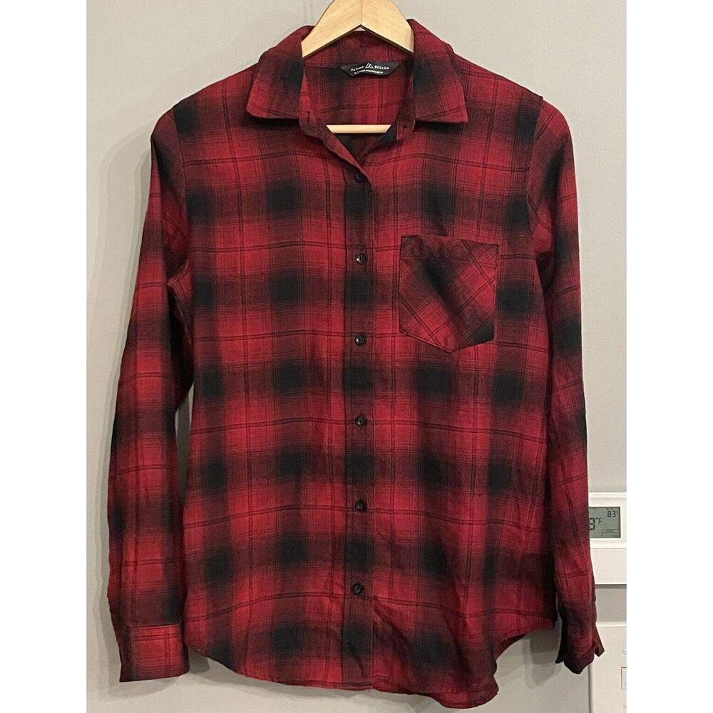 Alpine Design Top Brushed Flannel Button Up Plaid Active Outdoors Womens S‎